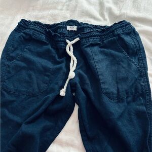 Roxy Dark Blue Casual Pants with White Rope Tie